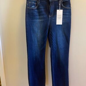 Risen Wide Leg Jeans with raw hem
